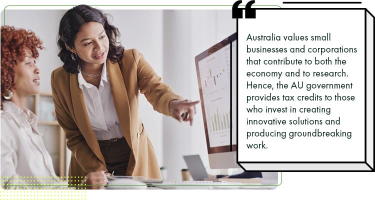 Australia values small businesses and corporations that contribute to both the economy and to research