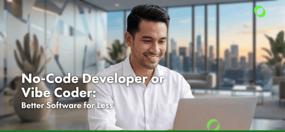 A no code developer working from home.