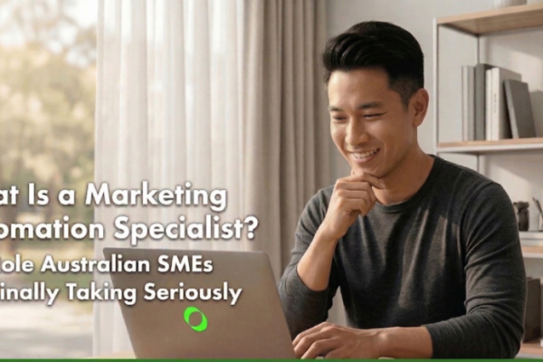 A remote worker reflecting what is a marketing automation specialist.